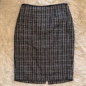 Calvin Klein Charcoal and White Tweed Pencil Skirt